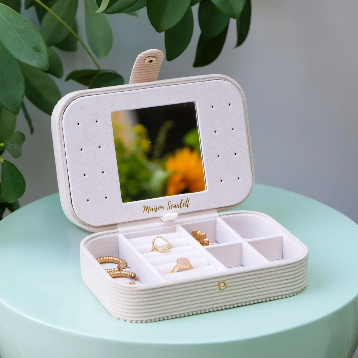 Boîte à Bijoux Brigitte - Velours Côtelé Beige