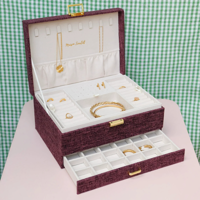 Boîte à Bijoux Denise - Lin Bordeaux