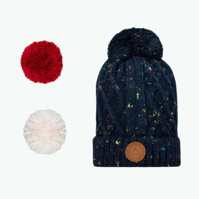 Bonnet 3 pompons - Appletini Bleu Foncé