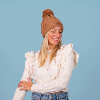 Bonnet 3 pompons - Appletini Camel