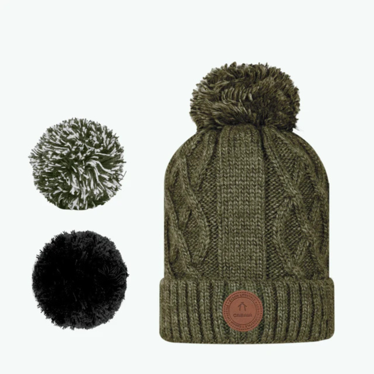 Bonnet 3 pompons - Appletini Khaki