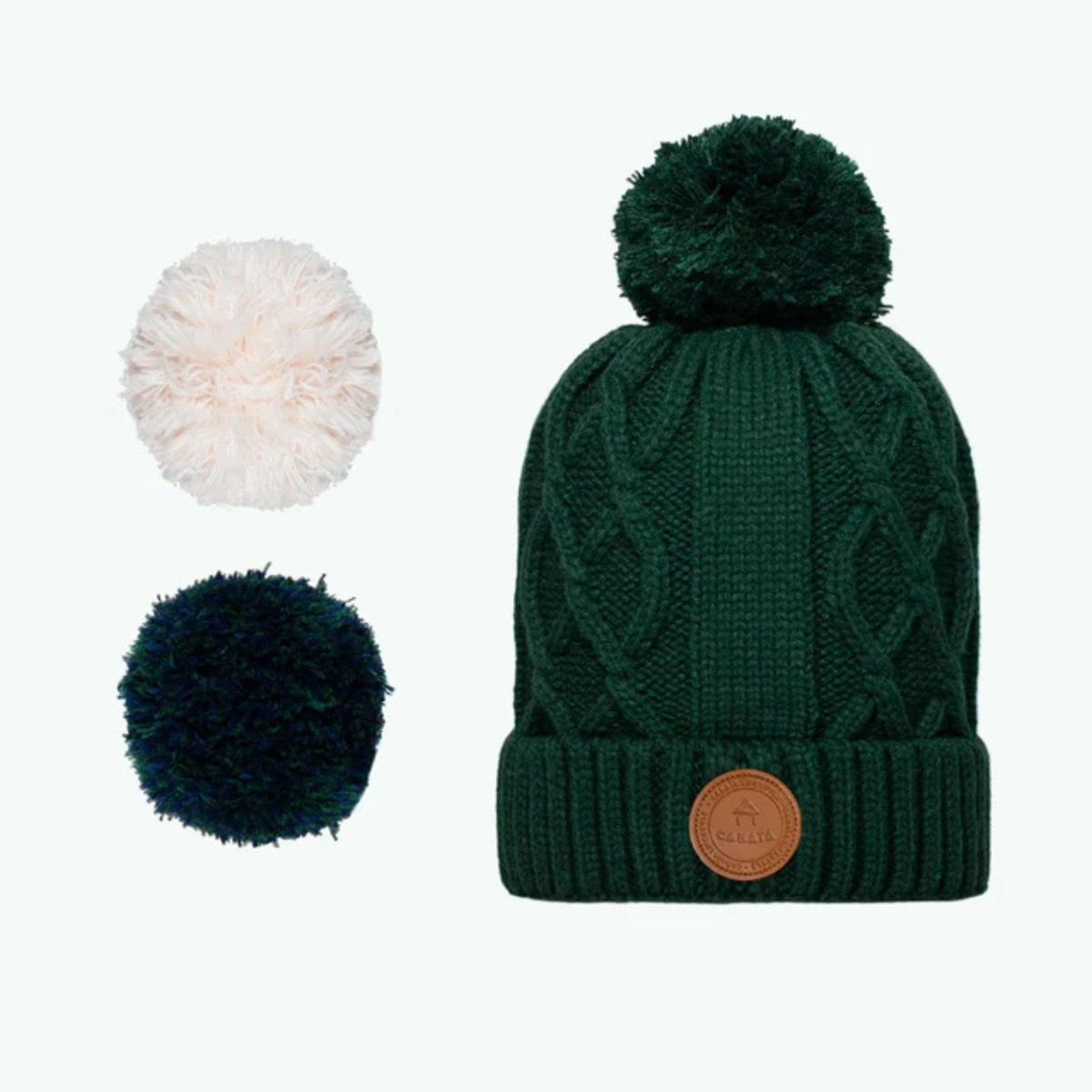 Bonnet 3 pompons - Appletini Vert Foncé