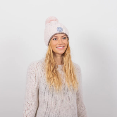 Bonnet 3 pompons - Creamy Gin Rose Pâle