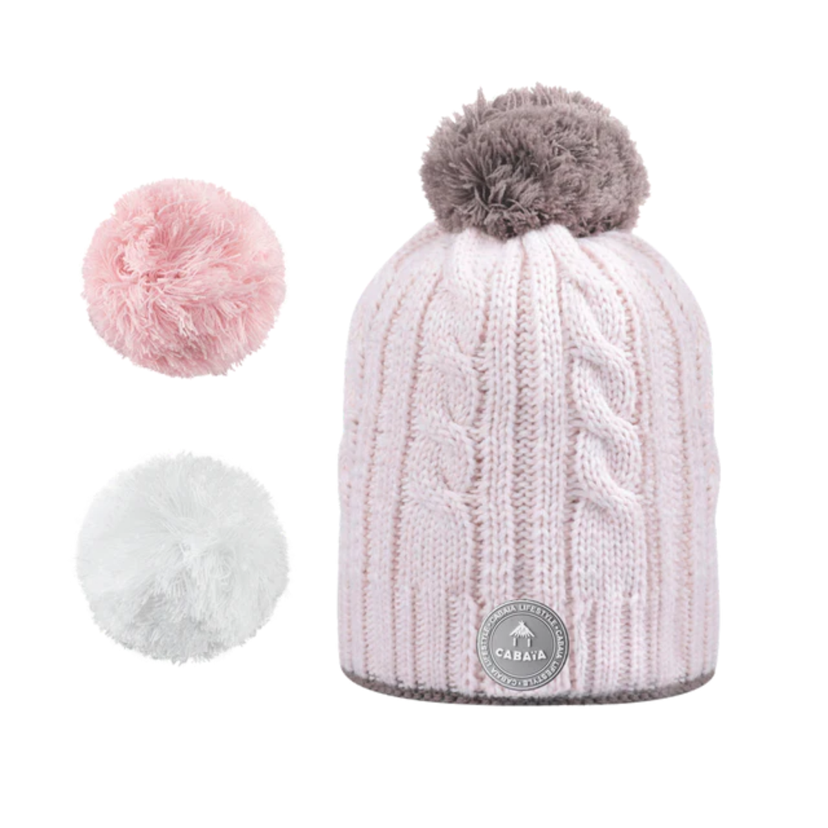 Bonnet 3 pompons - Creamy Gin Rose Pâle