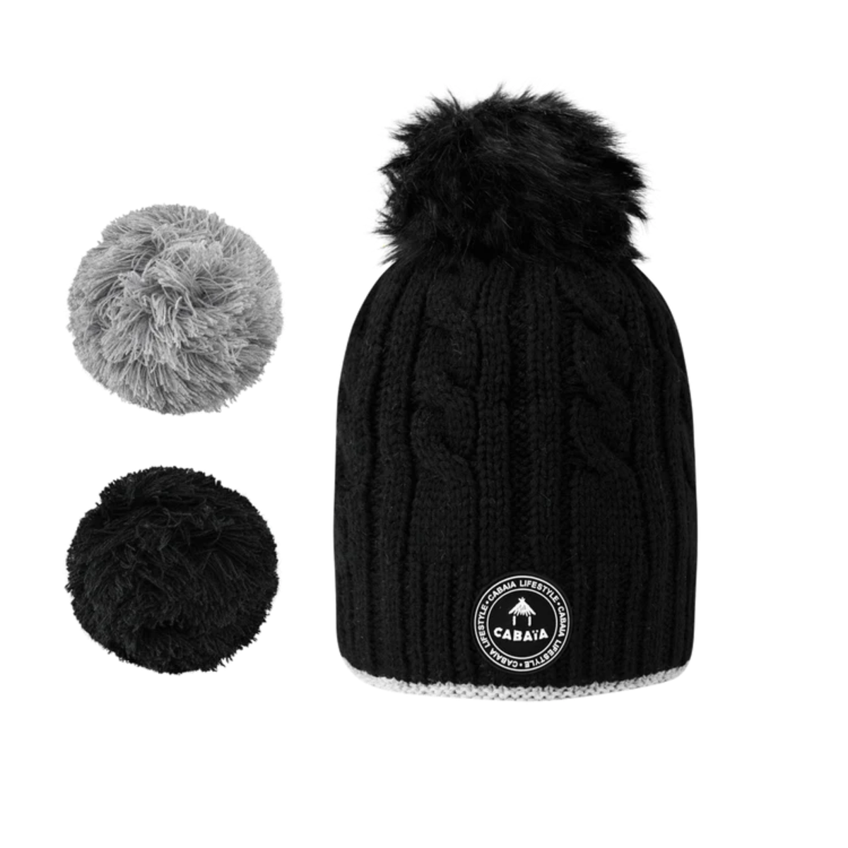 Bonnet 3 pompons - Creamy Gin Noir