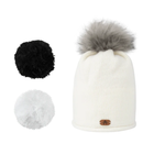 Bonnet 3 pompons - Hydromel Blanc