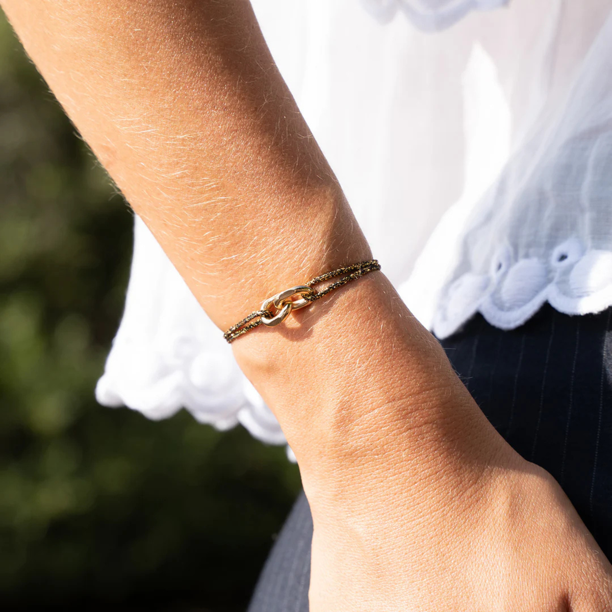 Bracelet Annecy union plaqué or - Pailleté or Noir