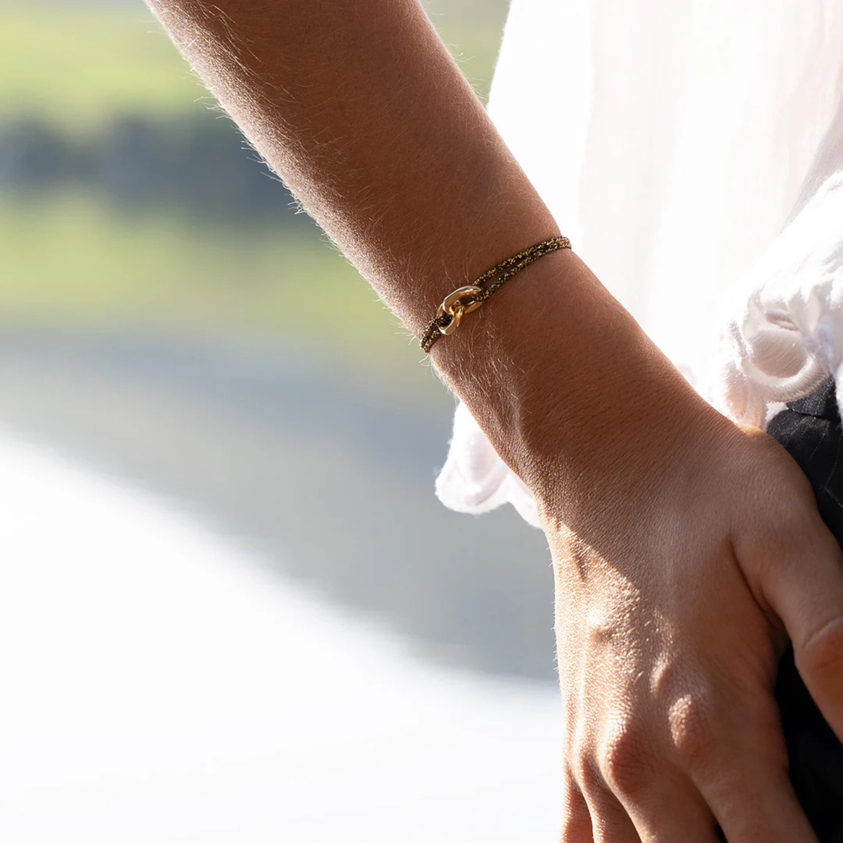 Bracelet Annecy union plaqué or - Pailleté or Noir