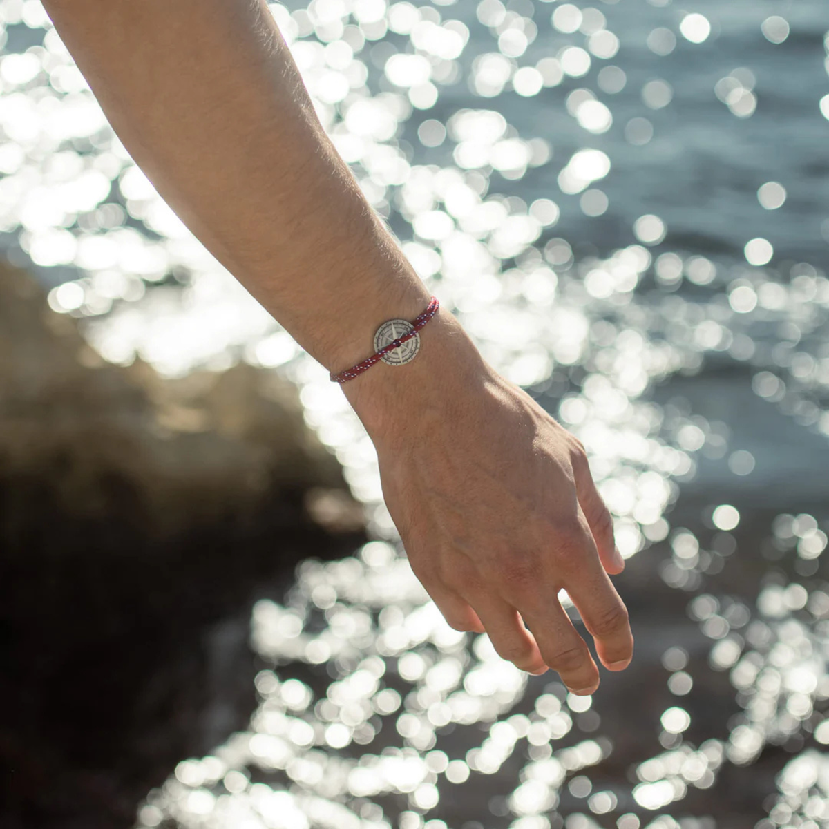 Bracelet Barrani rose des vents argent vieilli - Bordeaux bleu blanc