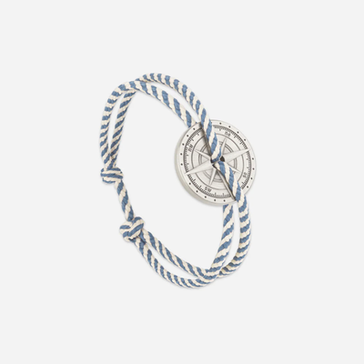 Bracelet Bise rose des vents argent vieilli - Beige bleu
