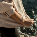 Bracelet Bise rose des vents argent vieilli - Beige bleu