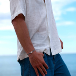 Bracelet Colmar union 22 mm plaqué argent - Beige bleu