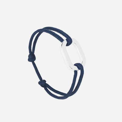 Bracelet Darse maillon plat 22 mm plaqué argent - Bleu nuit