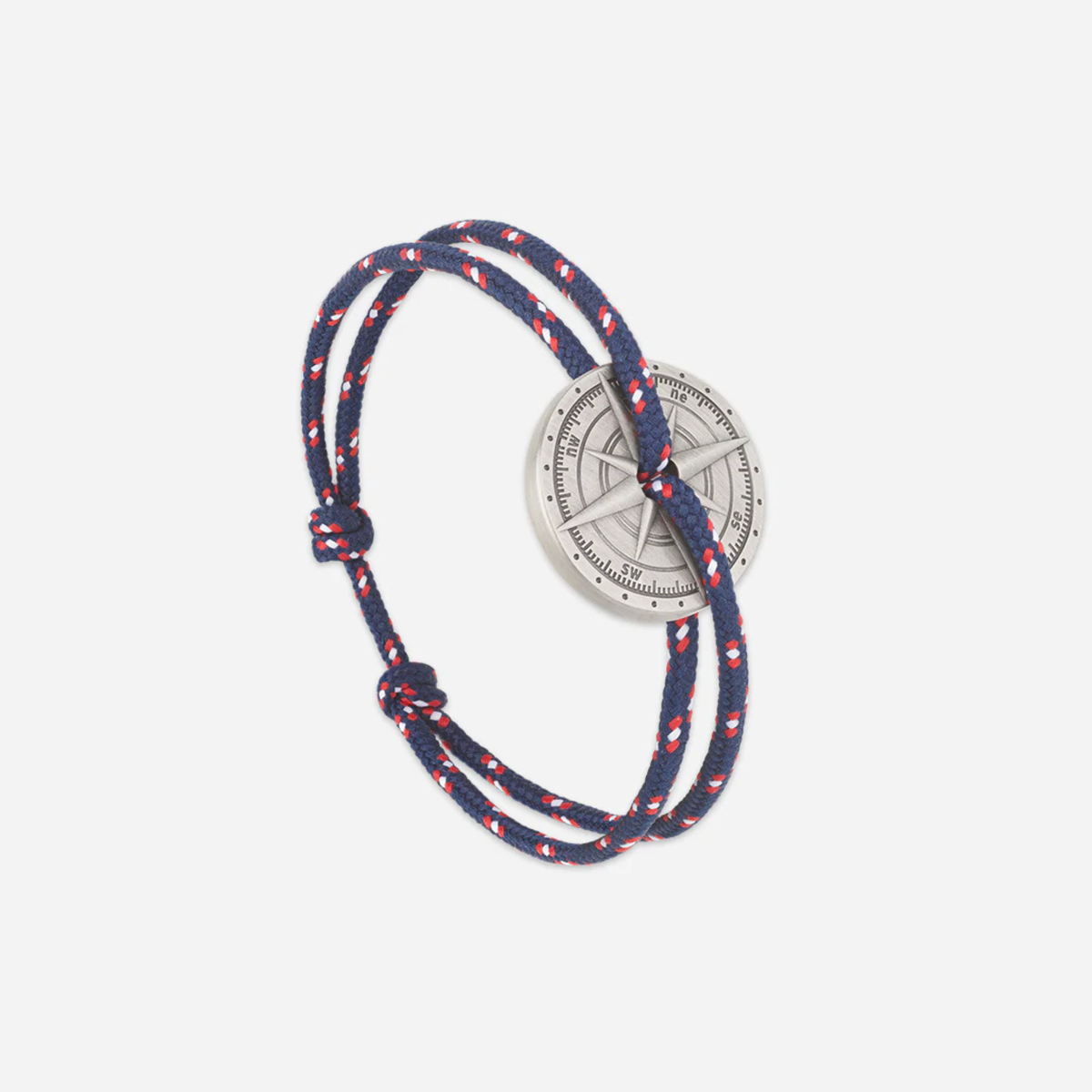 Bracelet Libeccio rose des vents argent vieilli - Bleu blanc rouge