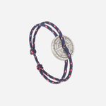 Bracelet Libeccio rose des vents argent vieilli - Bleu blanc rouge