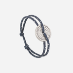 Bracelet Marin rose des vents argent vieilli - Bleu nuit blanc
