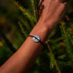 Bracelet Marin rose des vents argent vieilli - Bleu nuit blanc