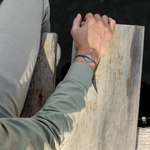 Bracelet Marin rose des vents argent vieilli - Bleu nuit blanc