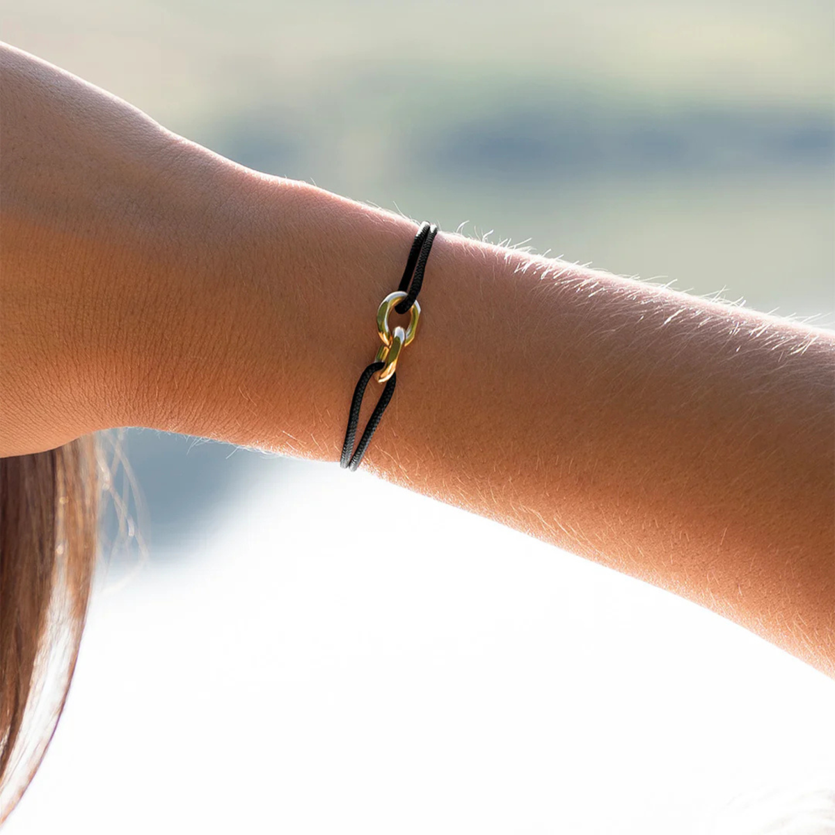 Bracelet Marrakech union plaqué or - Noir