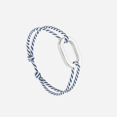 Bracelet Misaine maillon plat 22 mm plaqué argent - Bleu blanc