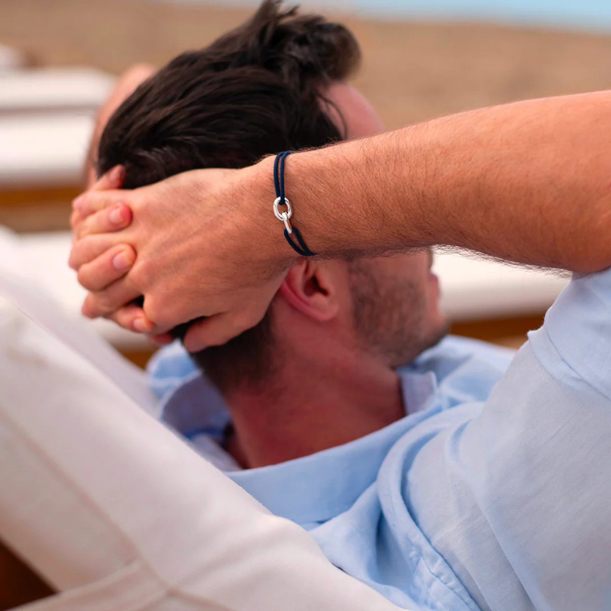 Bracelet Paraty union 22 mm plaqué argent - Bleu nuit