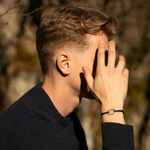 Bracelet Rouf maillon plat 22 mm plaqué argent - Noir