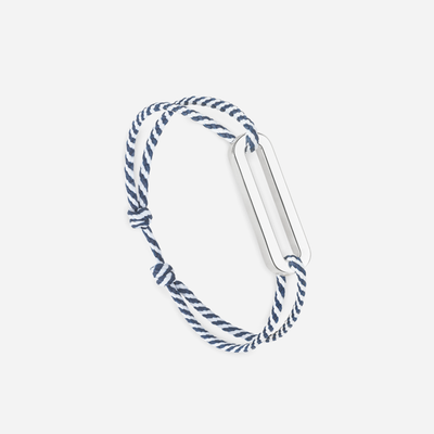 Bracelet Tavire maillon 30 mm plaqué argent - Bleu blanc