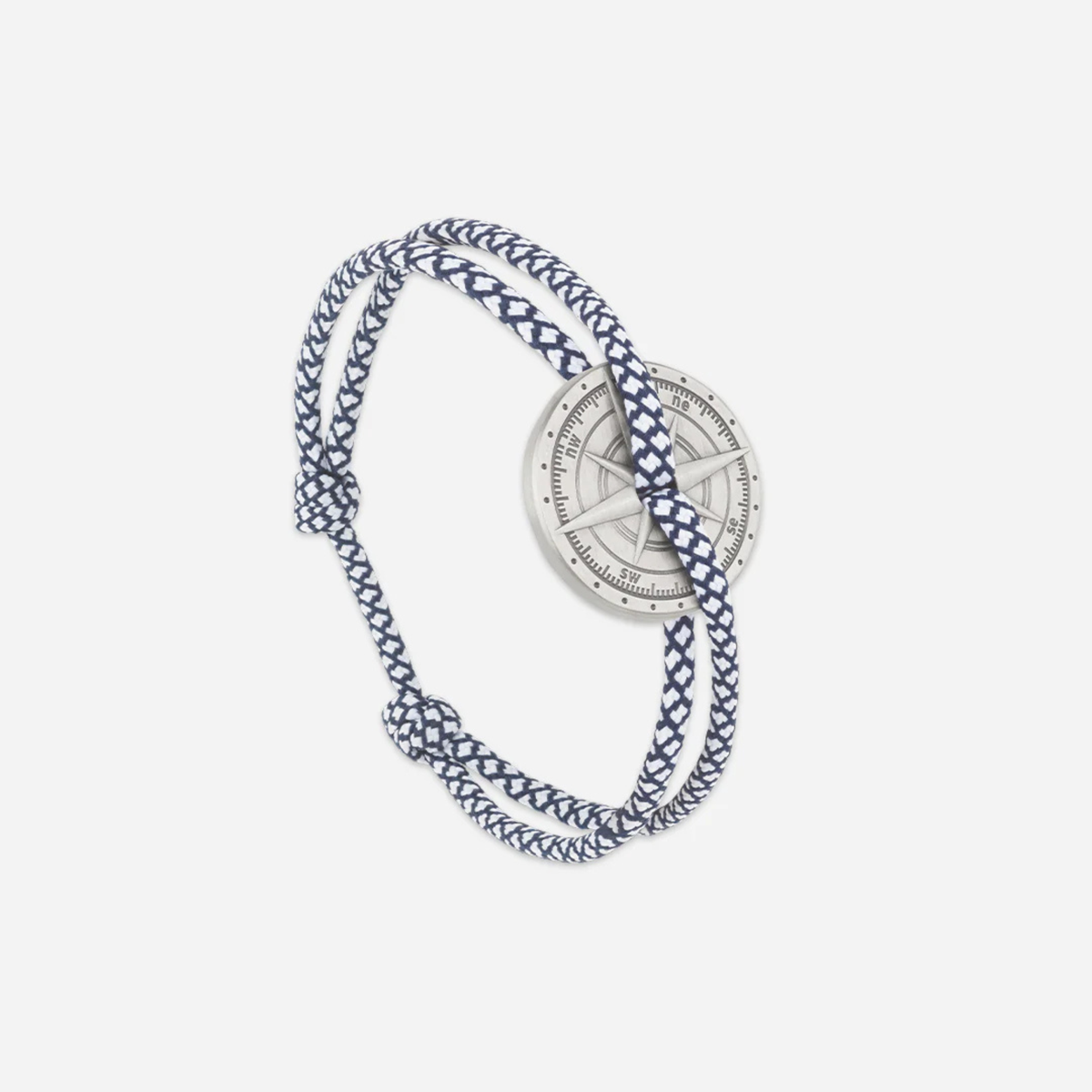 Bracelet Toureillo rose des vents argent vieilli - Blanc bleu