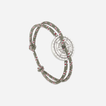 Bracelet Tramontane rose des vents argent vieilli - Kaki blanc rouge