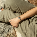 Bracelet Tramontane rose des vents argent vieilli - Kaki blanc rouge