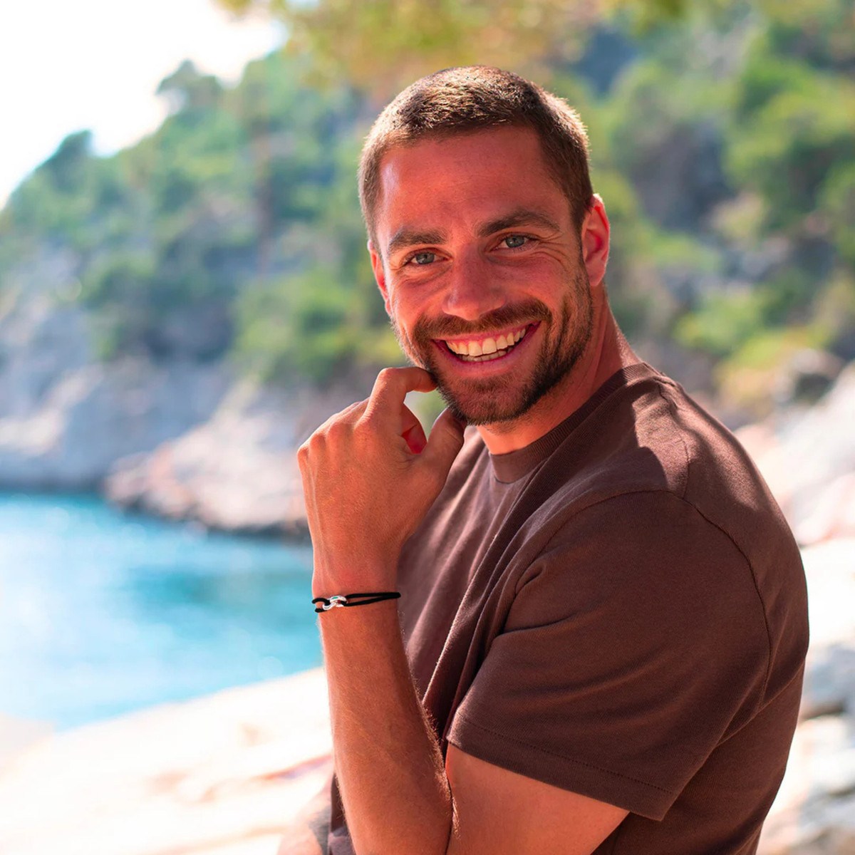 Bracelet Ubud union 22 mm plaqué argent - Noir