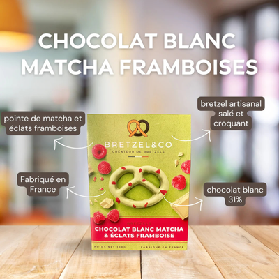 Bretzel - Chocolat blanc matcha éclats de framboises