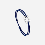 Bracelet Concarneau maillon plat 16 mm martelé plaqué argent - Bleu nuit