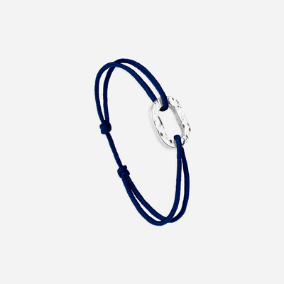 Bracelet Concarneau maillon plat 16 mm plaqué argent - Bleu nuit