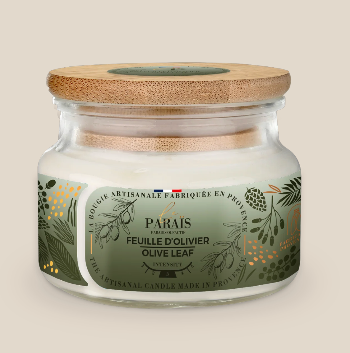 Bougie parfumée 300ml feuille d'olivier