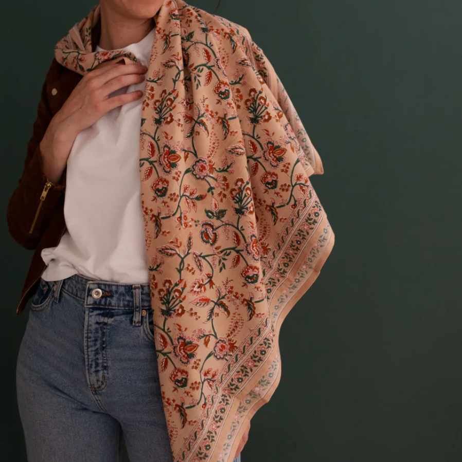 Grand foulard fleuri - Nesta Coton