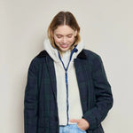 Capuche en doudoune - Marine et écru effet mouton