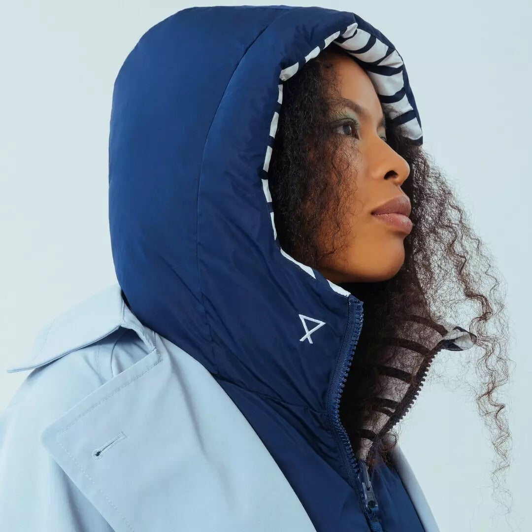 Capuche en doudoune - Rayures Bleu Marine