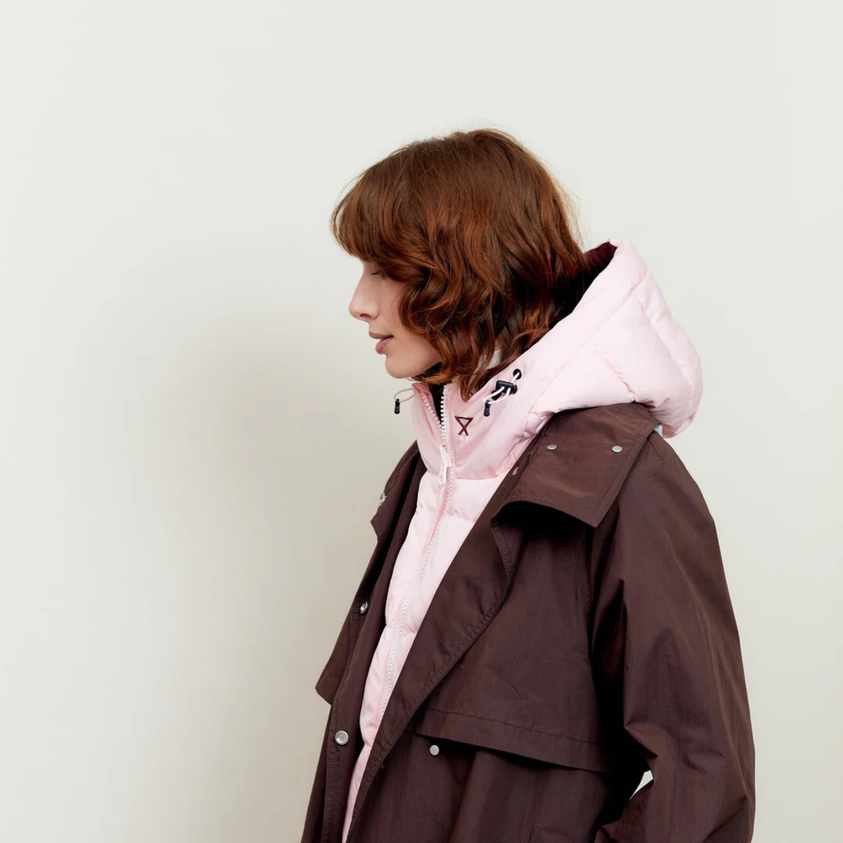 Capuche en doudoune - Rose et bordeaux