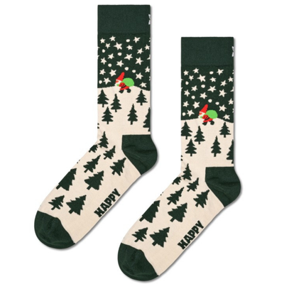Chaussettes beiges - Père Noël en chemin
