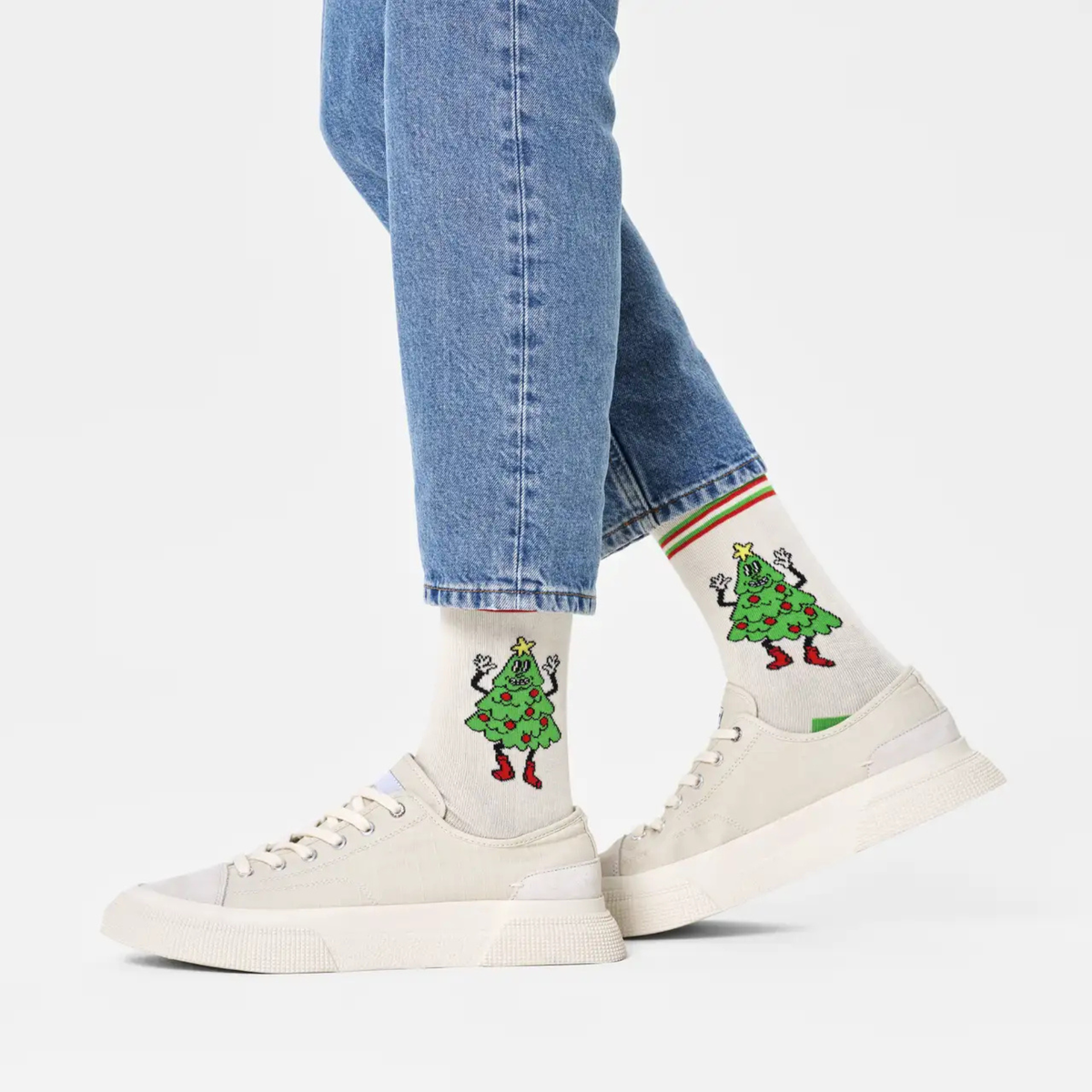 Chaussettes blanches - Sapin de Noël heureux