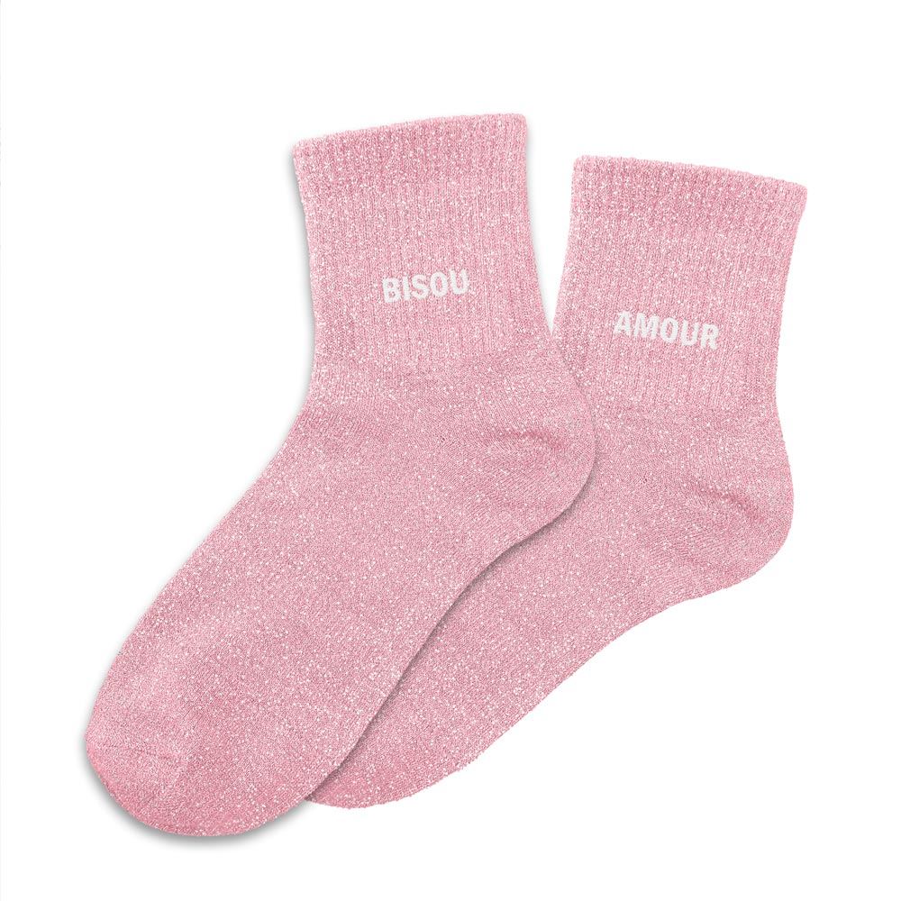 Chaussettes Bisou & Amour TU - Rose