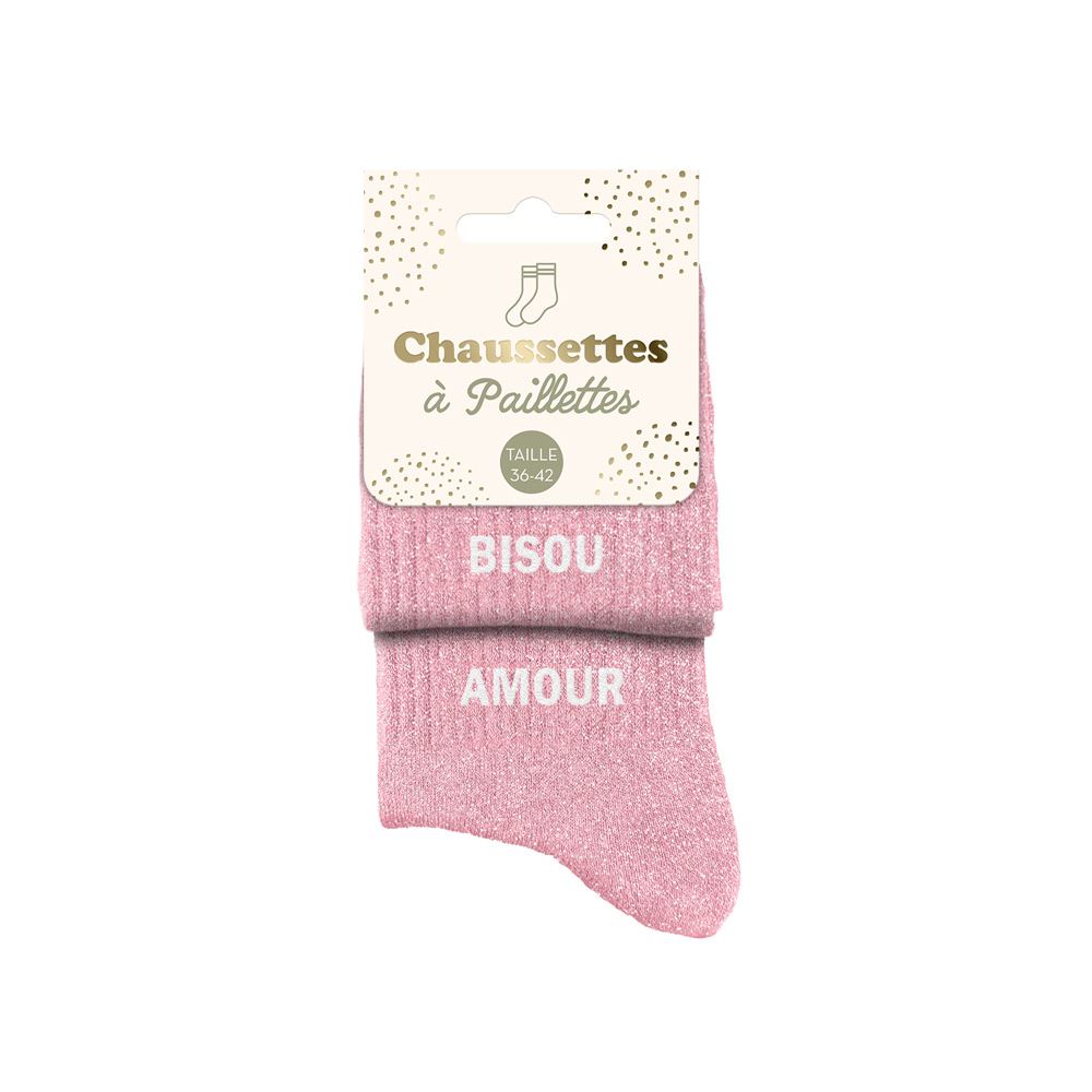 Chaussettes Bisou & Amour TU - Rose