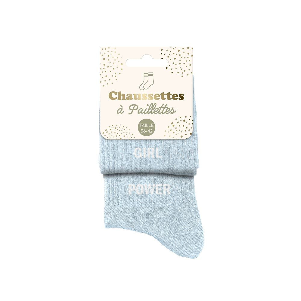 Chaussettes Duo Girl Power TU - Bleu Ciel