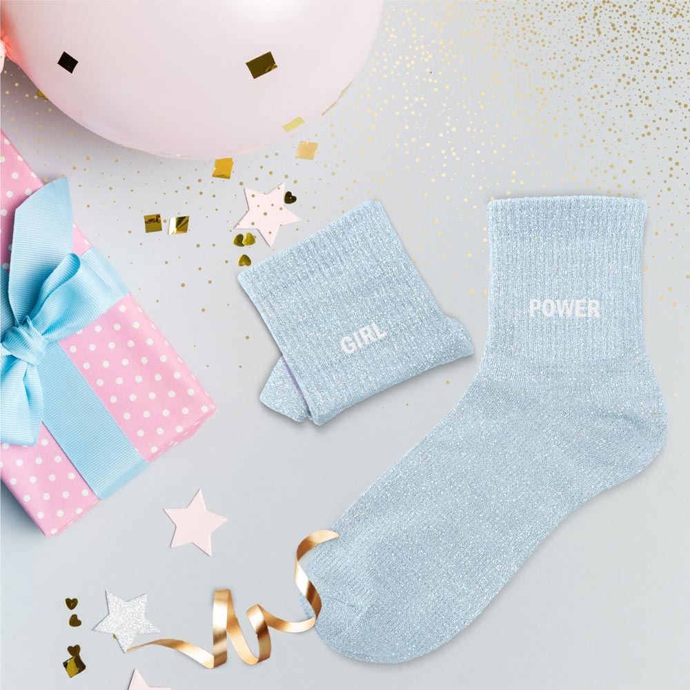 Chaussettes Duo Girl Power TU - Bleu Ciel