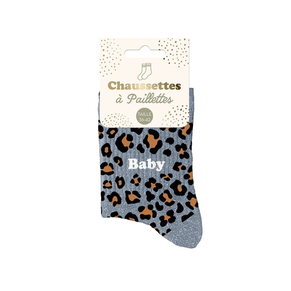 Chaussettes Léopard Baby TU - Bleu gris