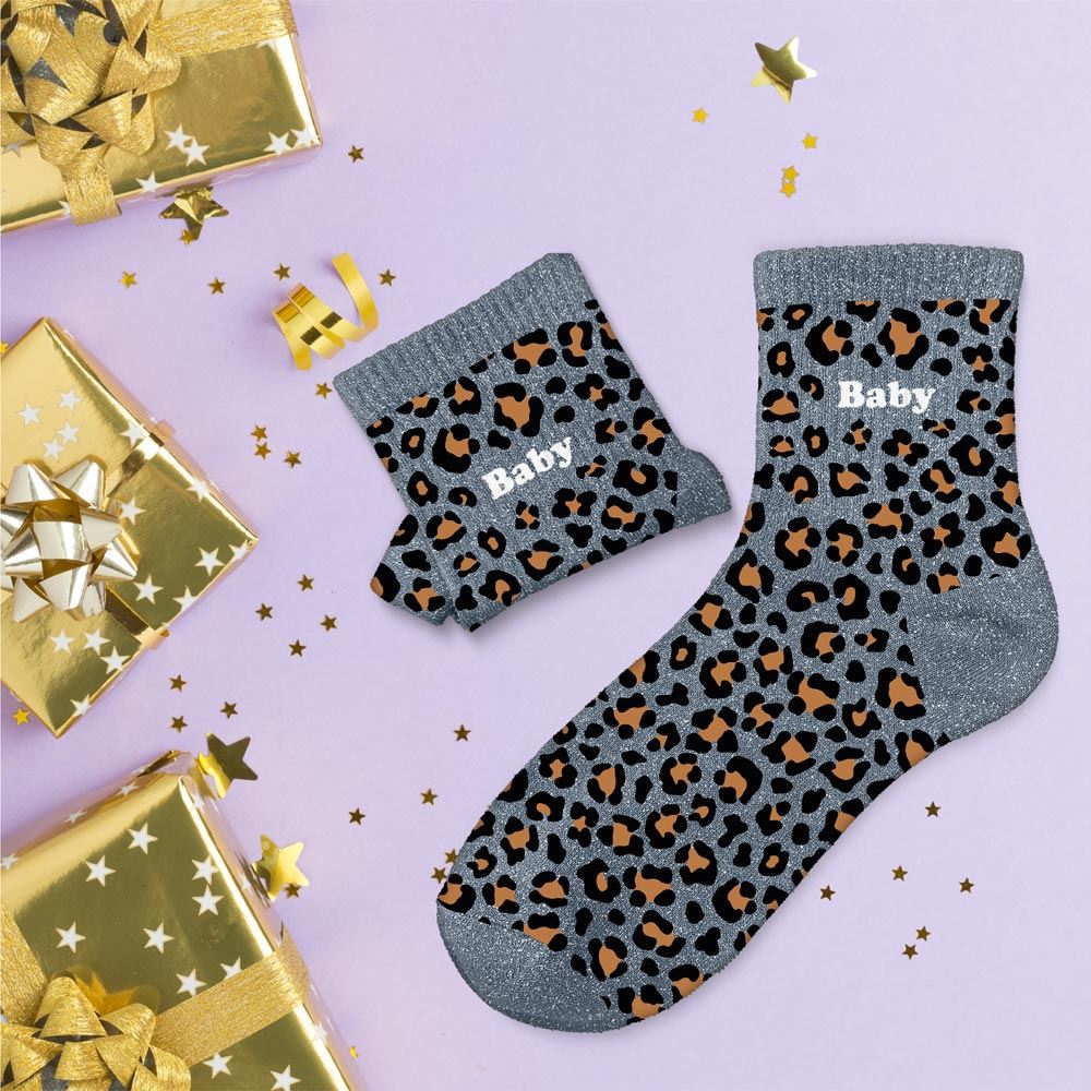 Chaussettes Léopard Baby TU - Bleu gris