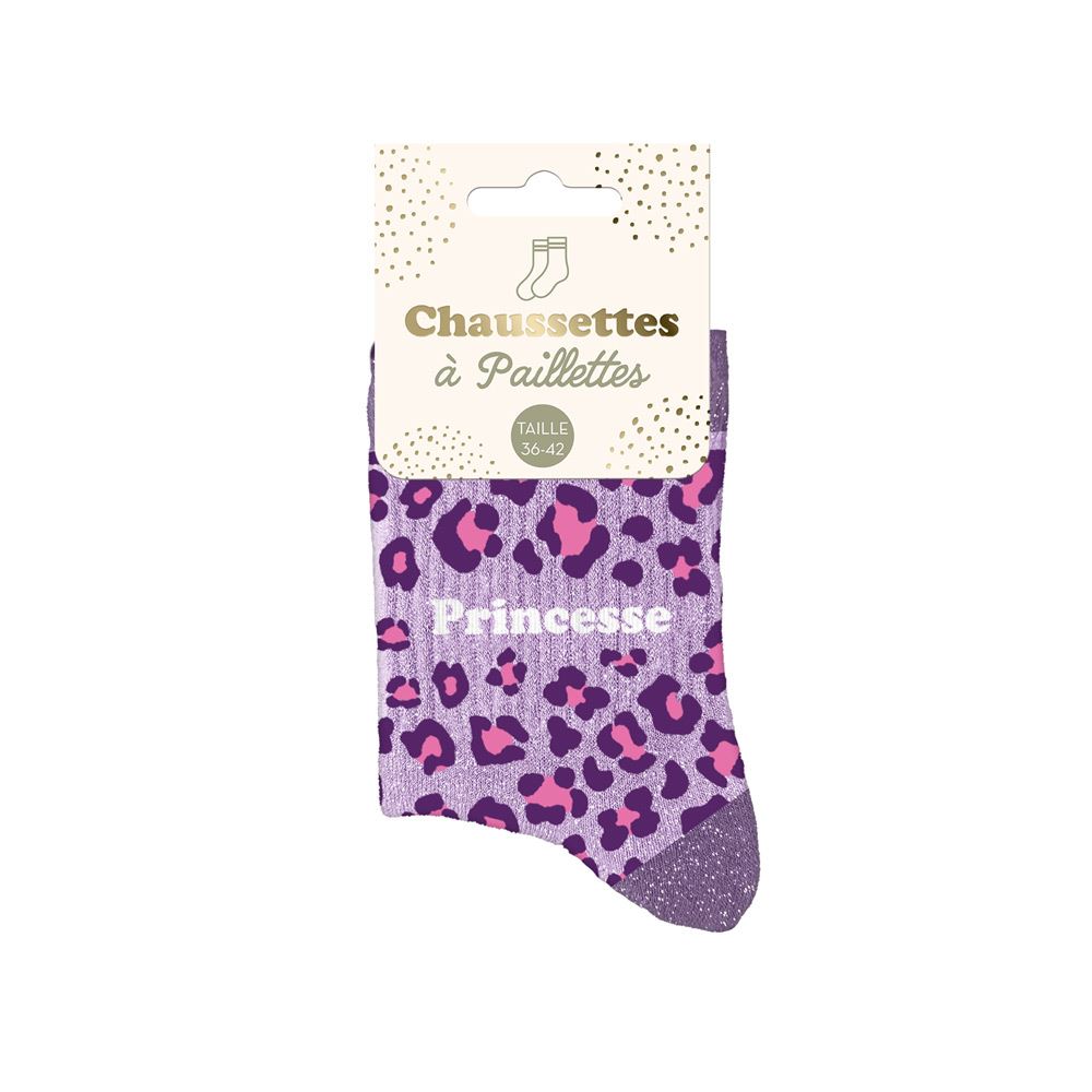 Chaussettes Léopard Princesse TU - Violet