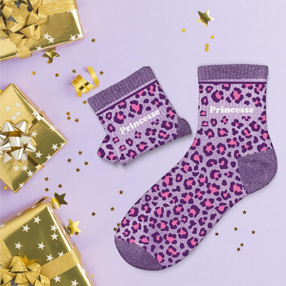 Chaussettes Léopard Princesse TU - Violet