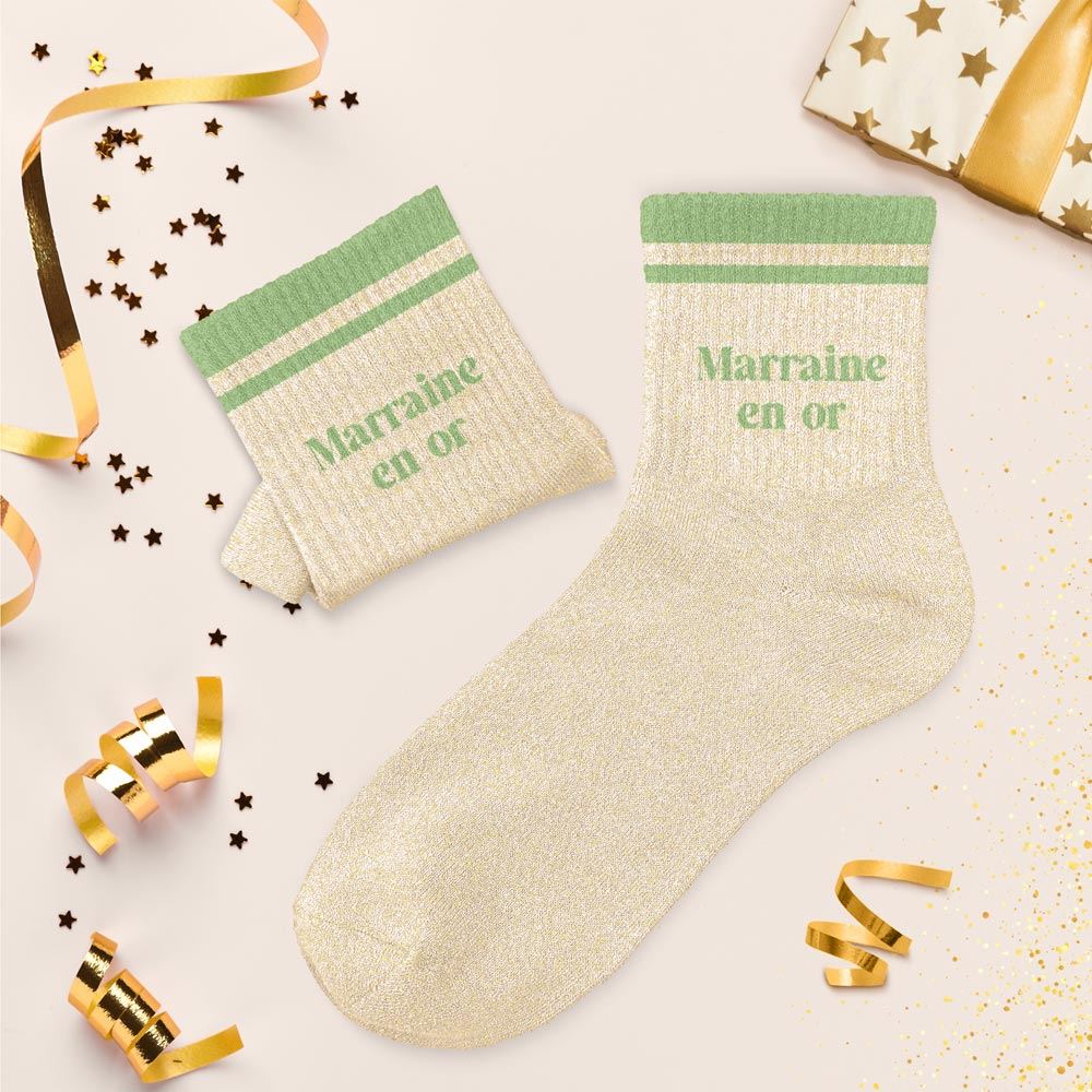 Chaussettes Paillettes à bandes TU - Marraine en Or